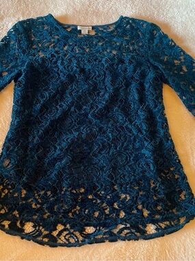 Sundance Teal Crochet Lace Blouse